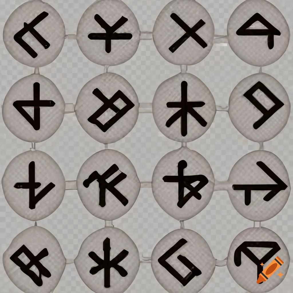 set of mystical runes with transparent background