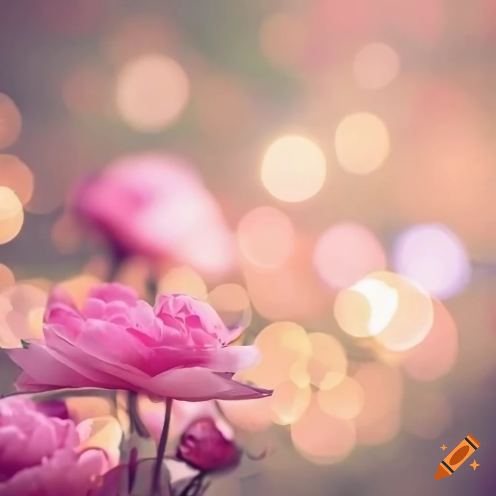 soft pastel garden with twinkling lights