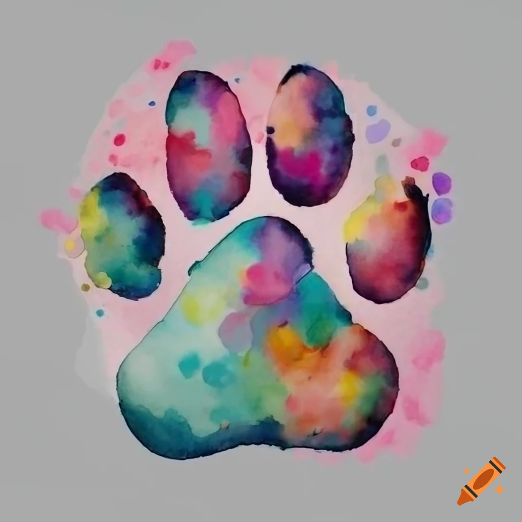 watercolor dog paw print