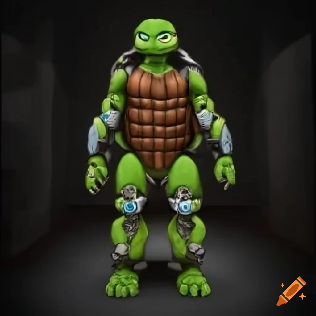 digital art of a cyborg turtle