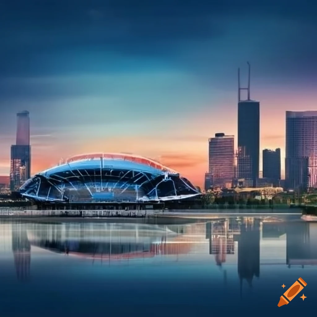 glass-roofed NFL stadium by the river