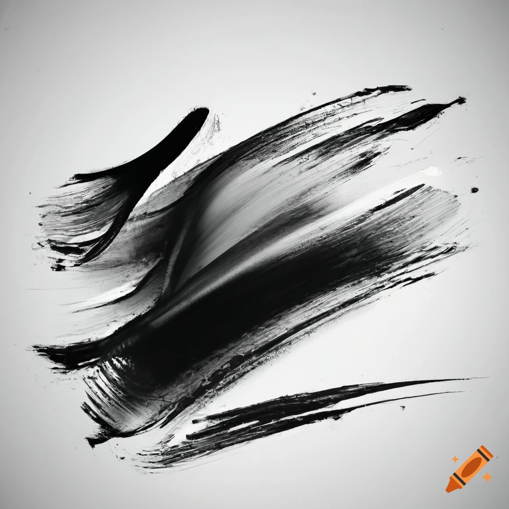 abstract art with black brushstrokes on white background