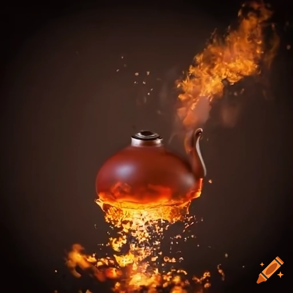 Image of a tea kettle boiling and exploding on Craiyon