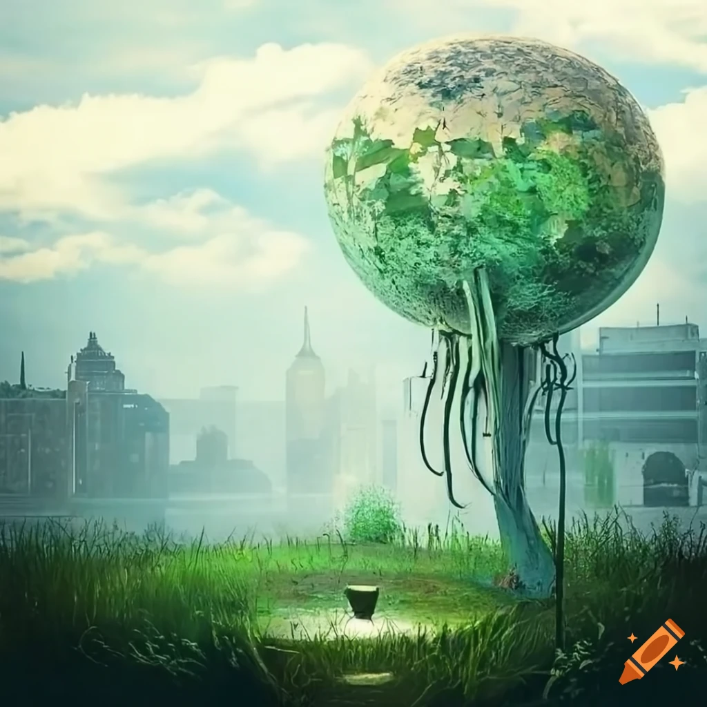 surreal urban park with magical elements