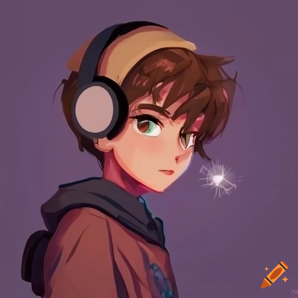 lofi boy wearing black headphones and beanie