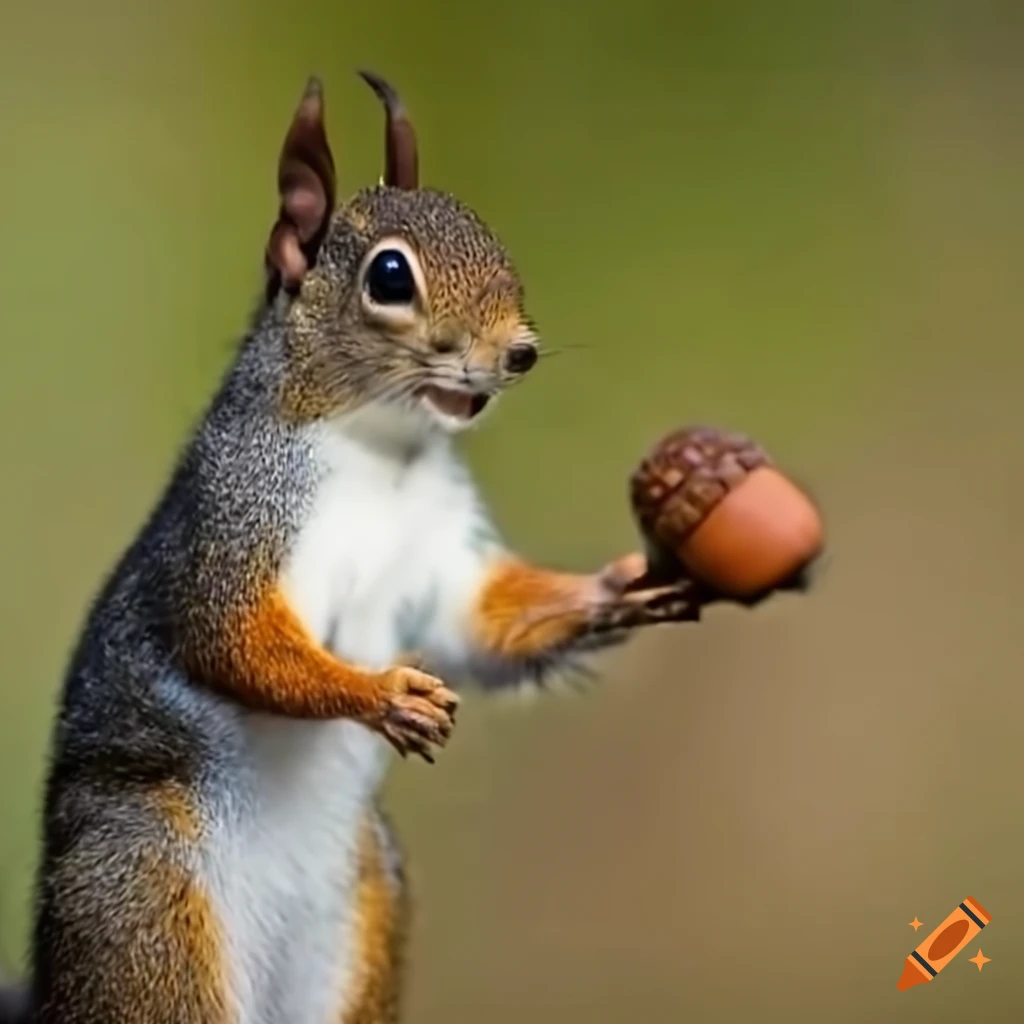 cute squirrel with a giant acorn