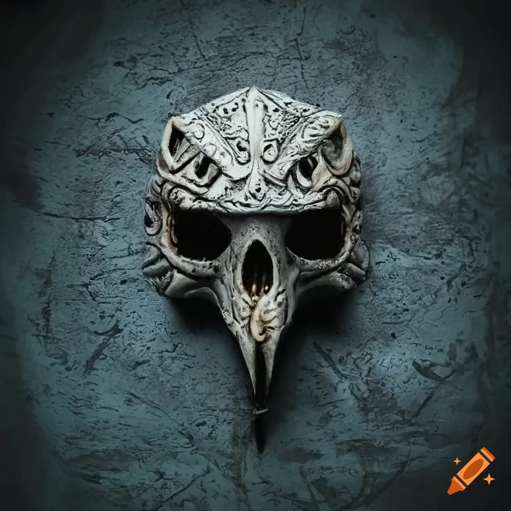 biomechanical raven skull death mask artwork