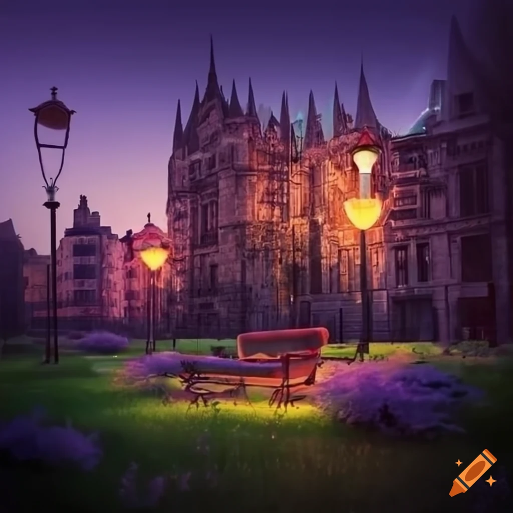 surrealistic urban park with futuristic design