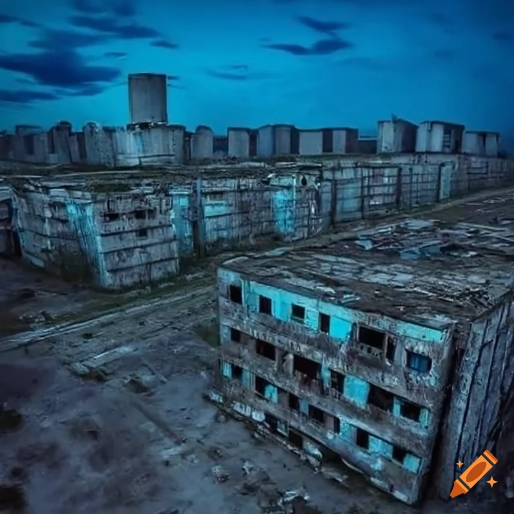 Cityscape of a soviet-style concrete slum on Craiyon