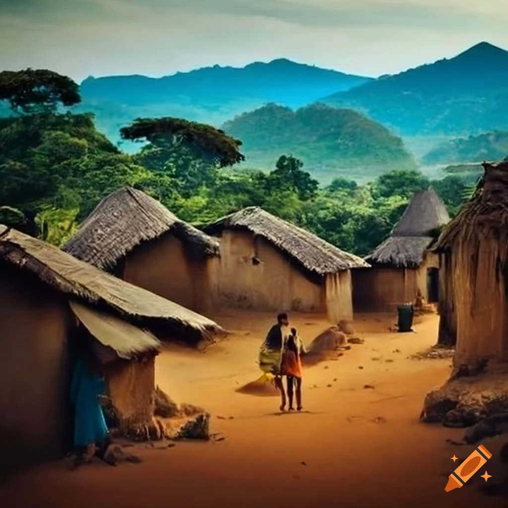scenic view of an African village amidst nature