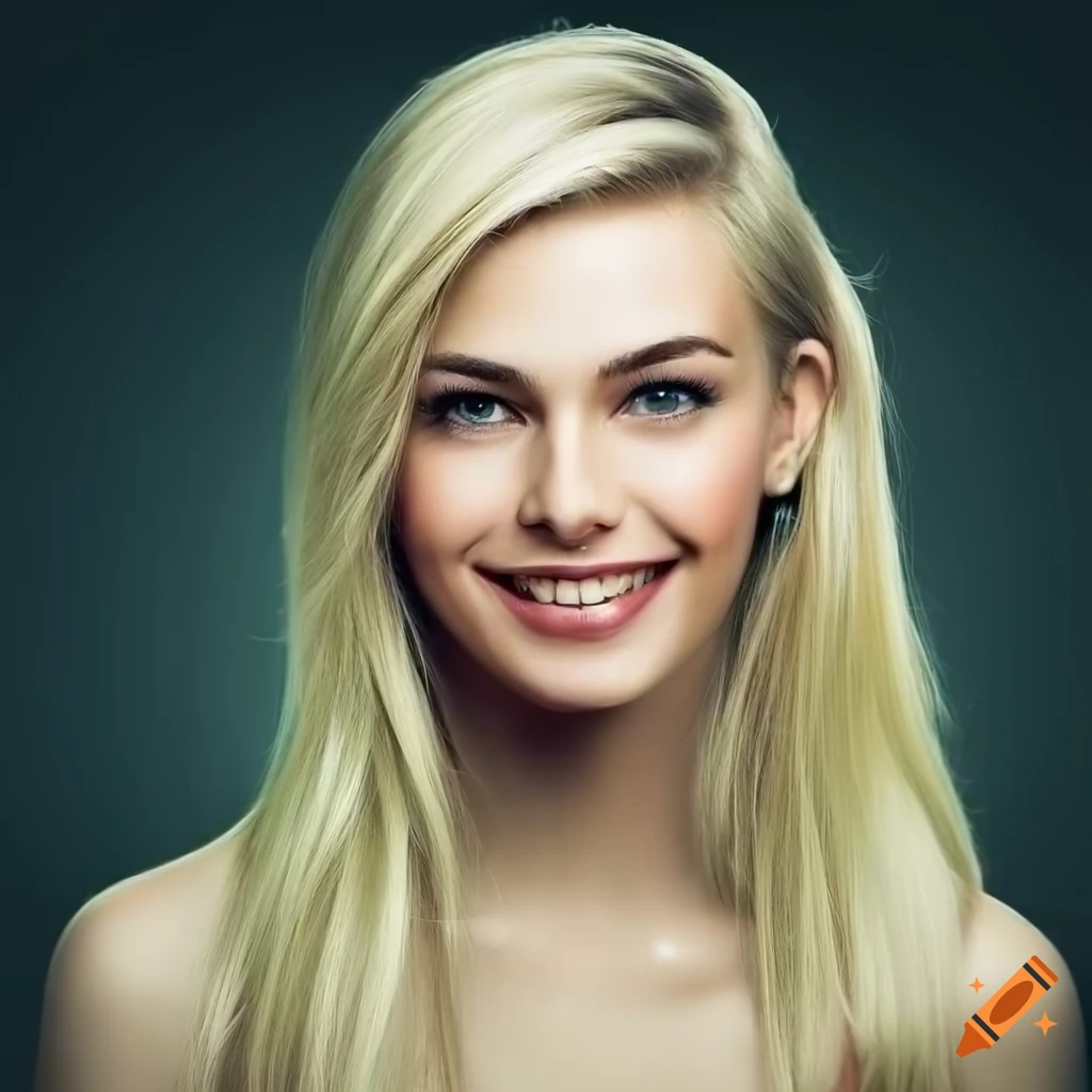 portrait of a beautiful smiling woman with blonde hair