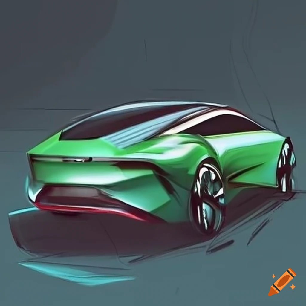 sketch of a green sports coupe concept car from Nissan