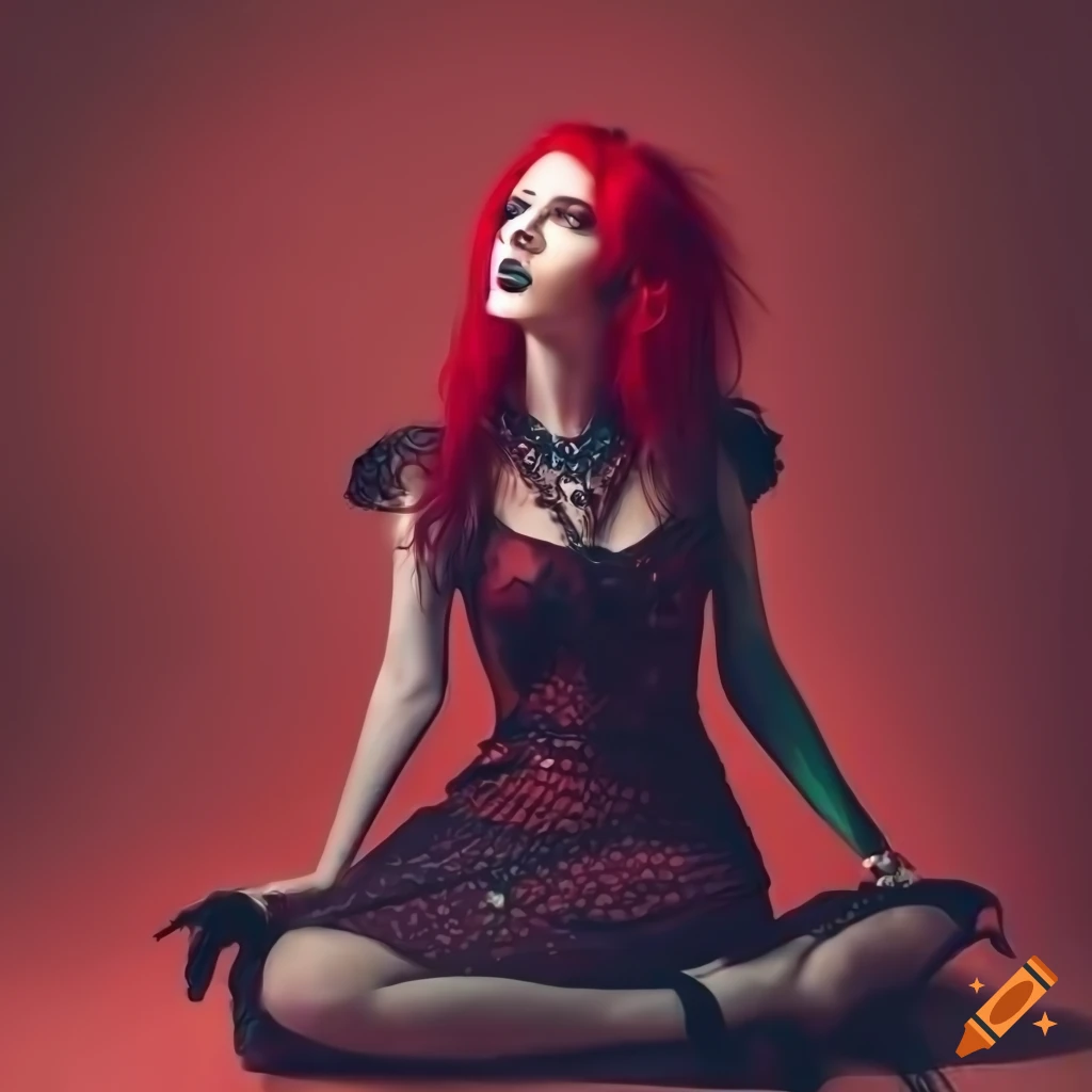 Portrait of a stylish woman with red hair on Craiyon
