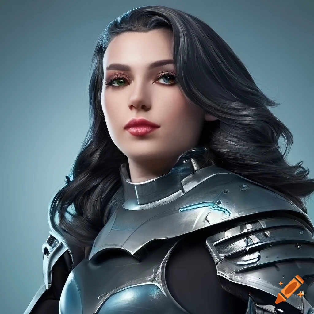 Digital artwork of a fierce woman in dragon armor