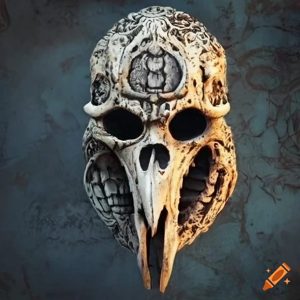 biomechanical Raven Skull death mask artwork