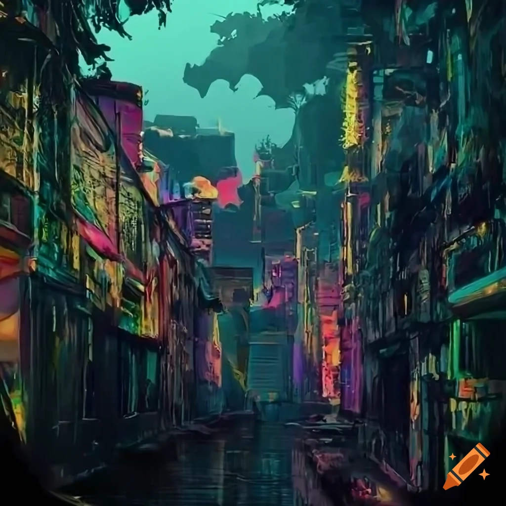 colorful digital painting of old surveillance cameras on tree branches