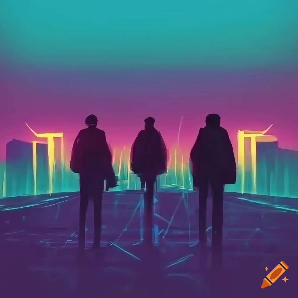colorful digital illustration of backpacking travelers