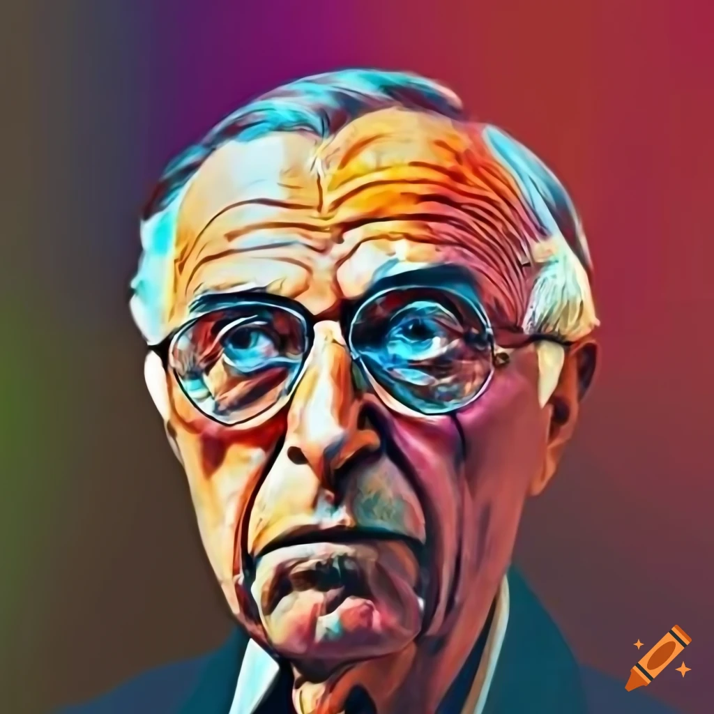Colorful portrait of philosopher jean-paul sartre on Craiyon