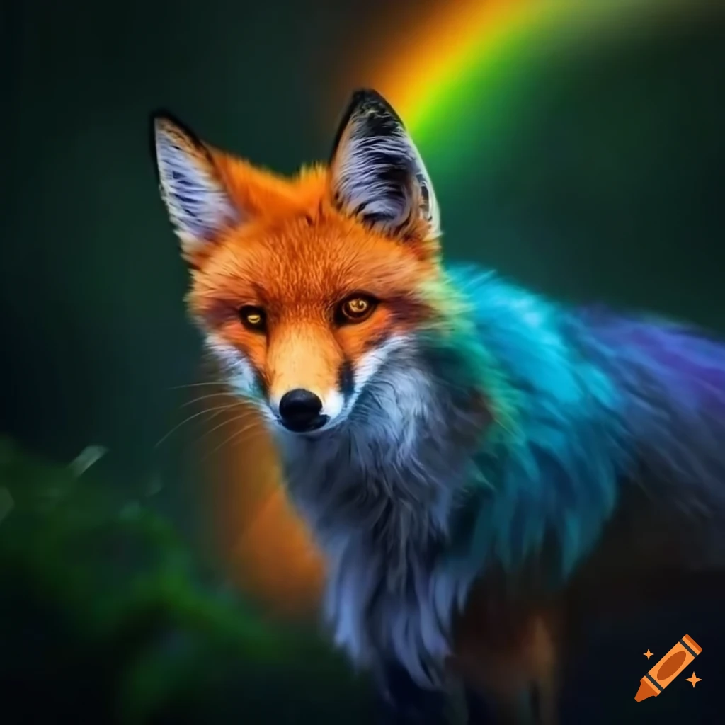 colorful fox in a nighttime setting