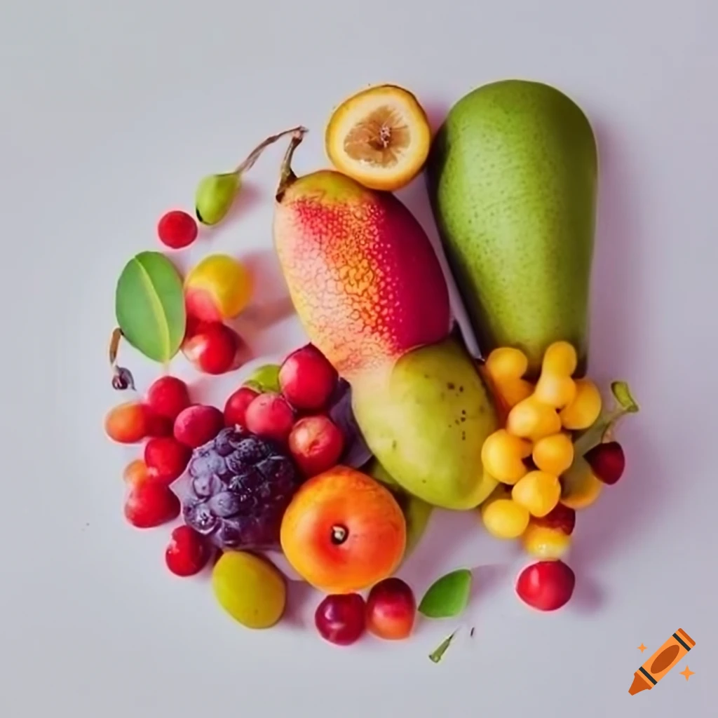 vibrant and fresh fruits on a white background