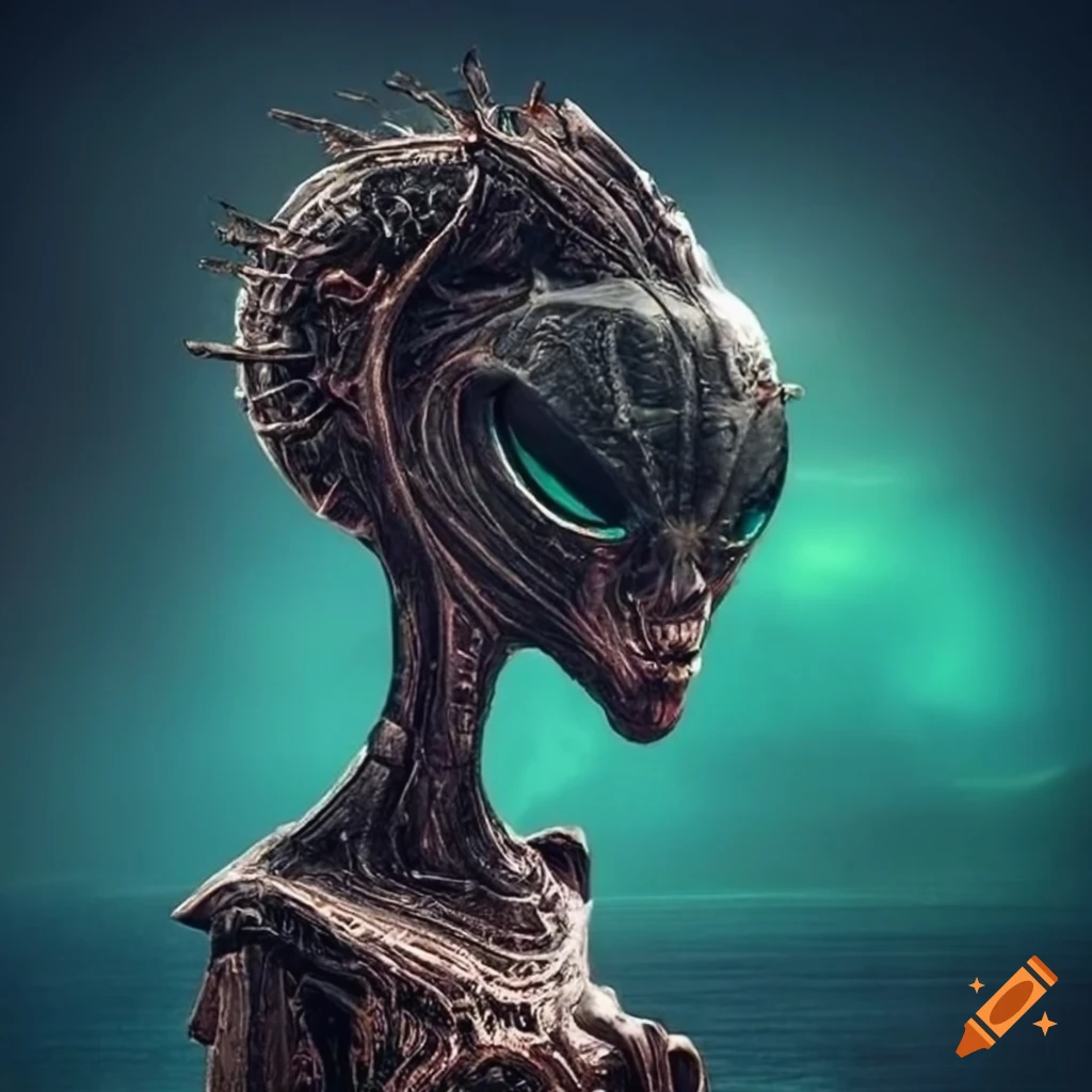 surrealist artwork of an alien's spaceship