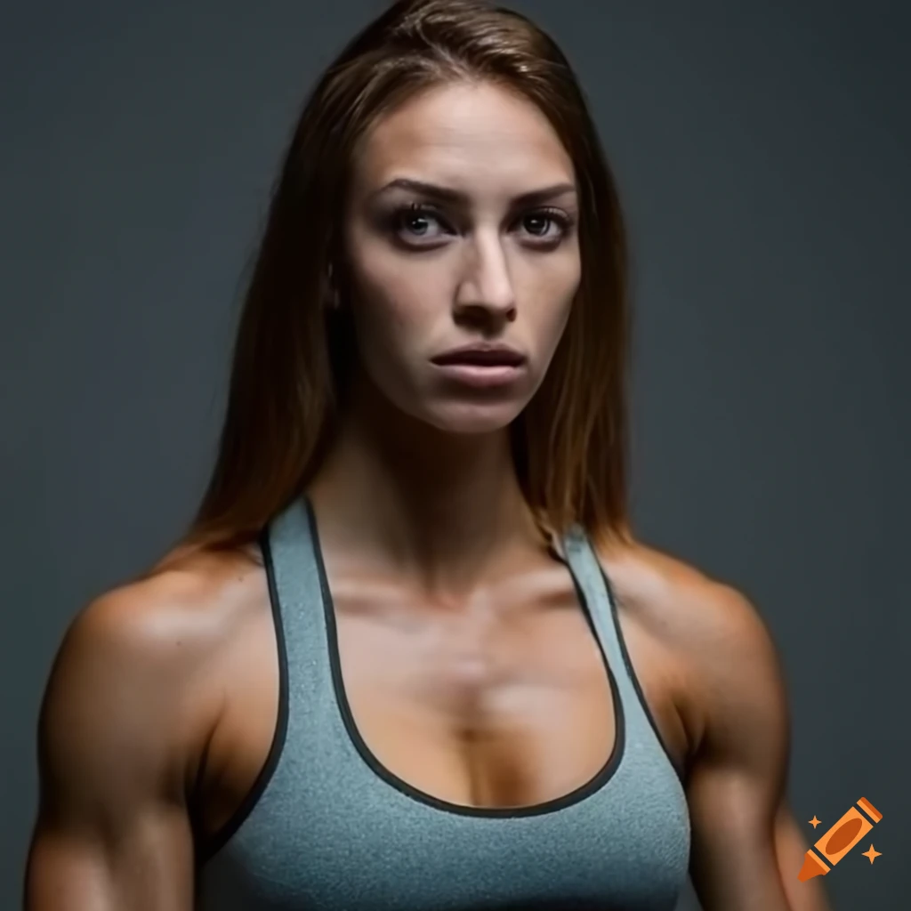 close-up portrait of a muscular female