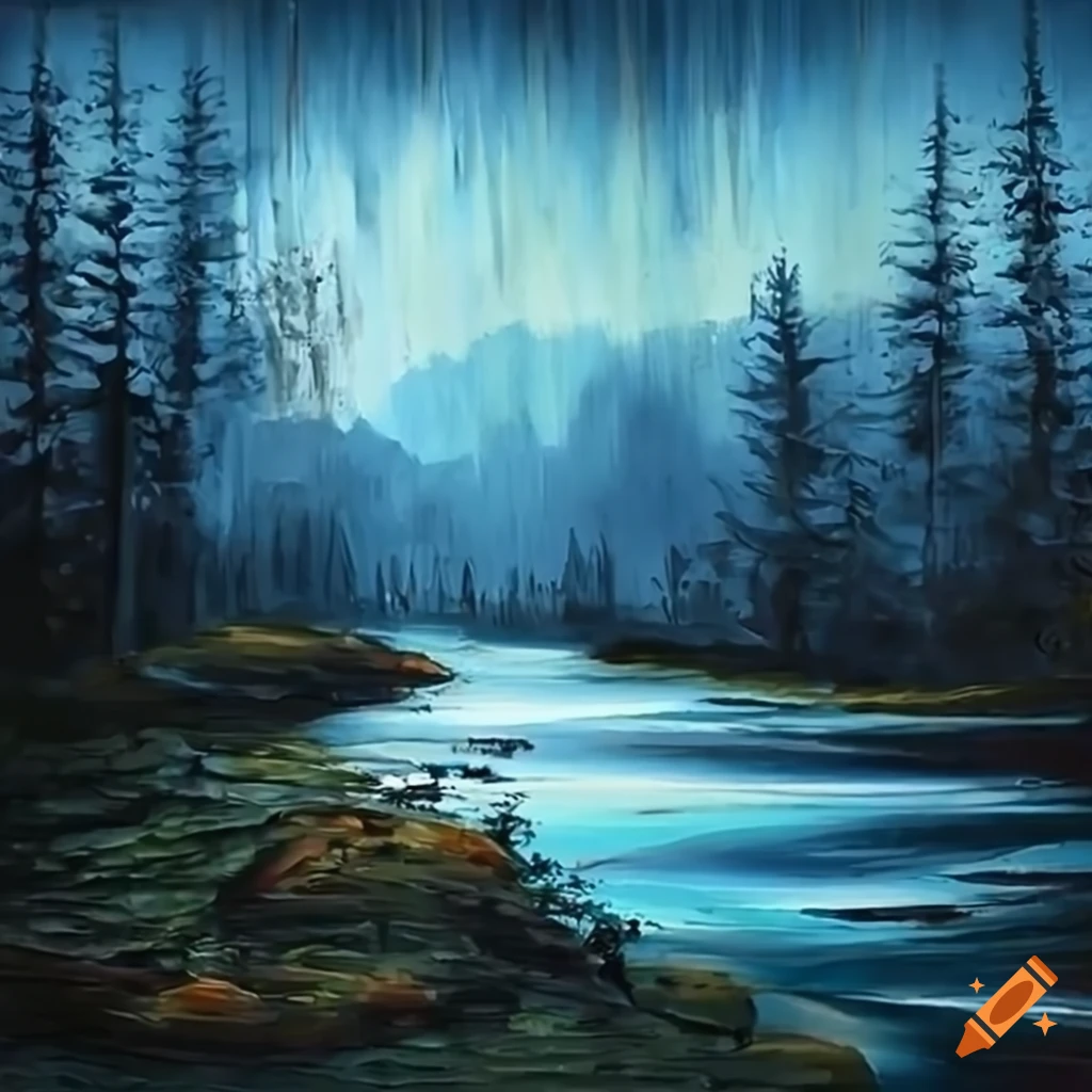 textured painting of a beautiful scenery