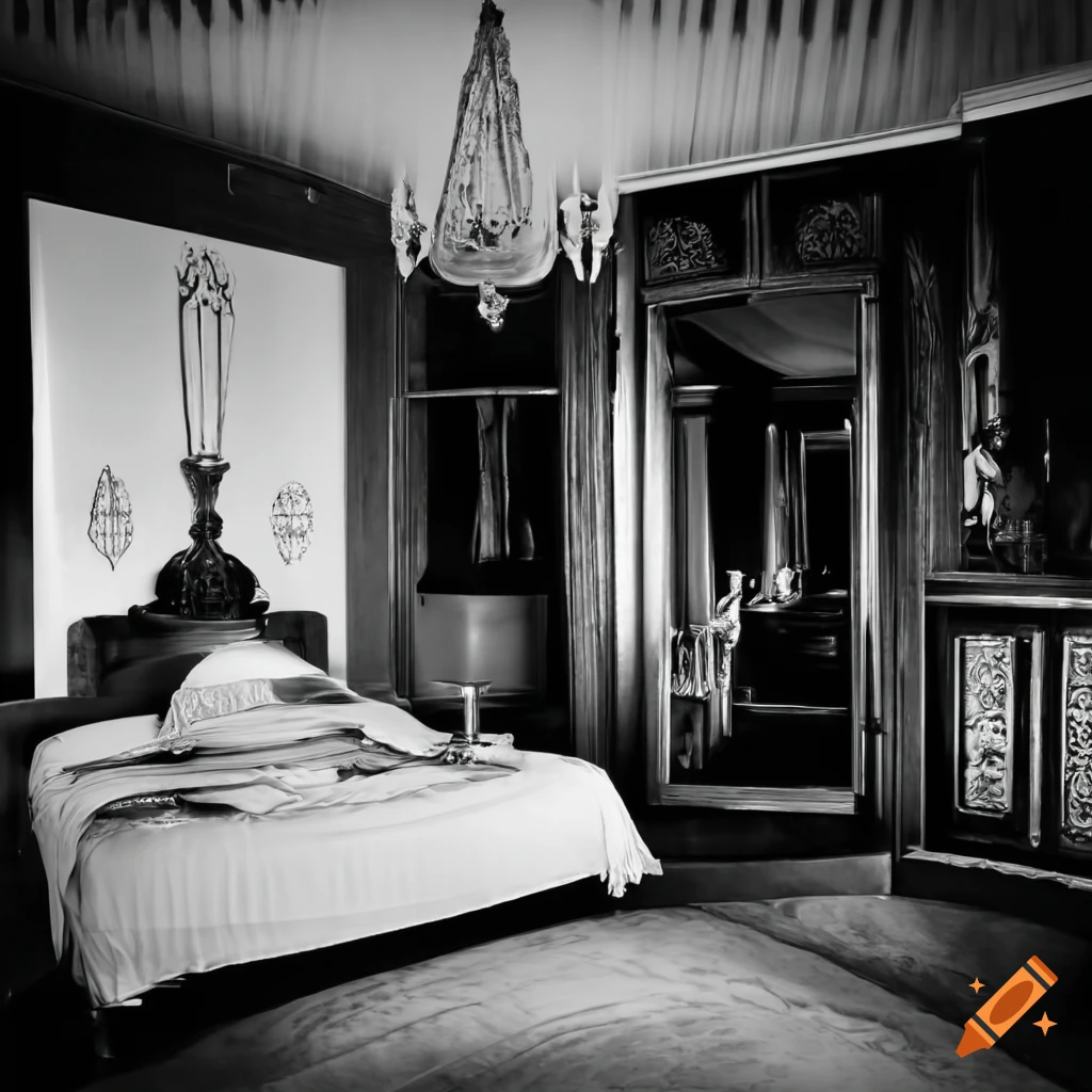Monochrome art deco bedroom furniture on Craiyon