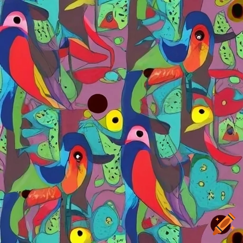 Colorful parrot pattern for textile design on Craiyon