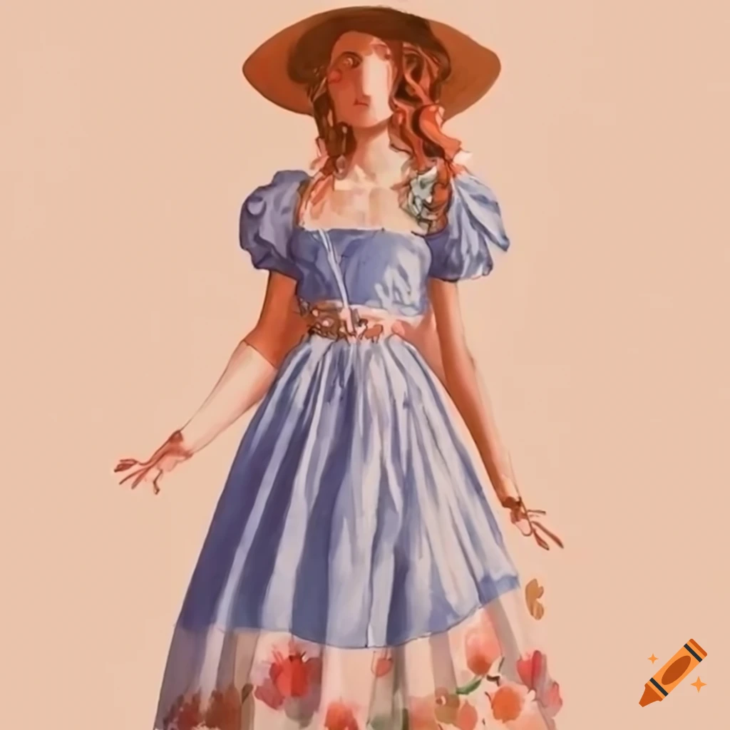watercolor illustration of a cottagecore outfit
