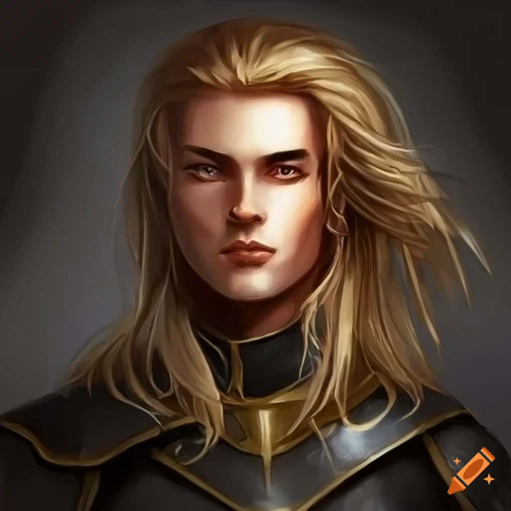 Handsome blond-haired fantasy knight on Craiyon