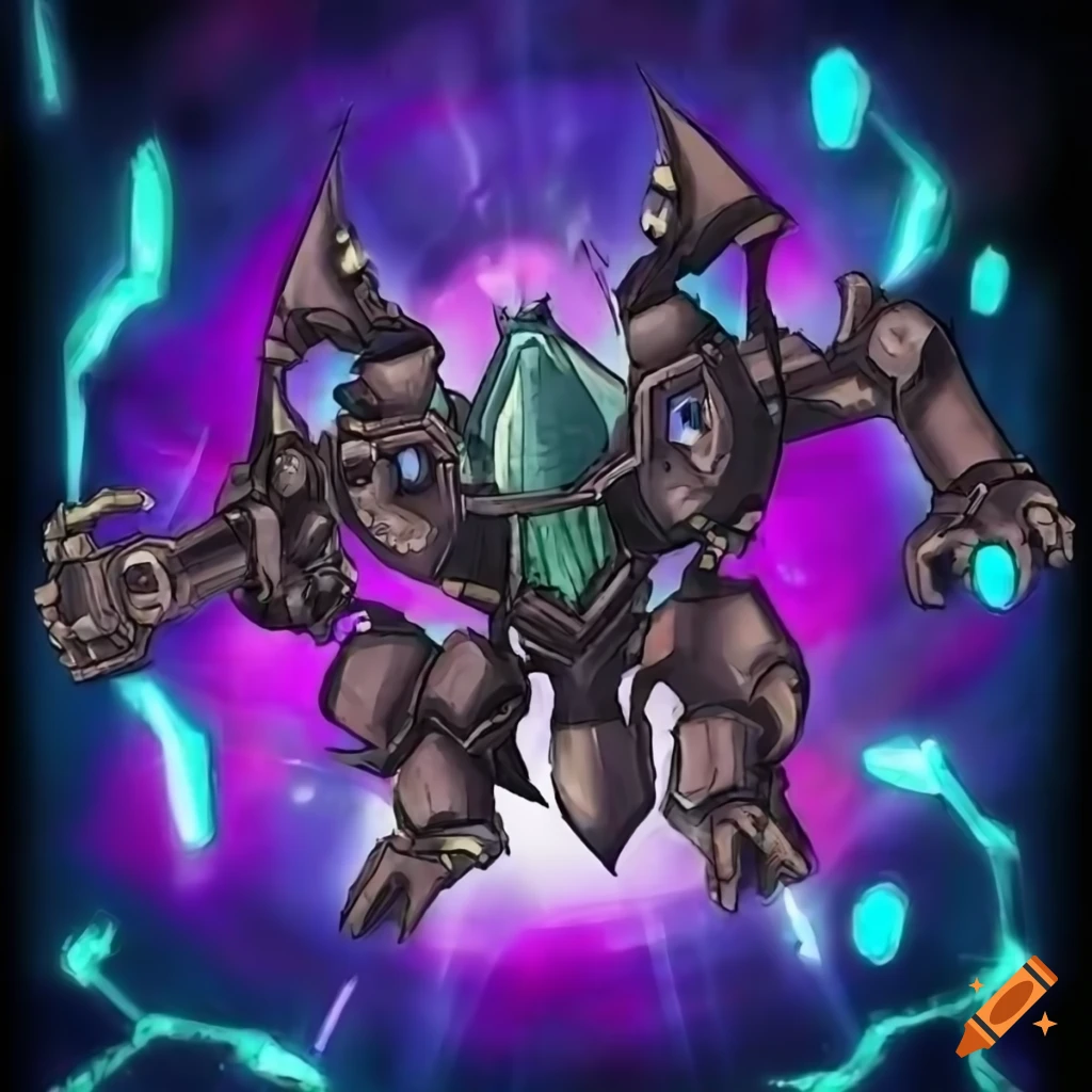 Futuristic mechanical entity artwork in Yu-Gi-Oh style on Craiyon