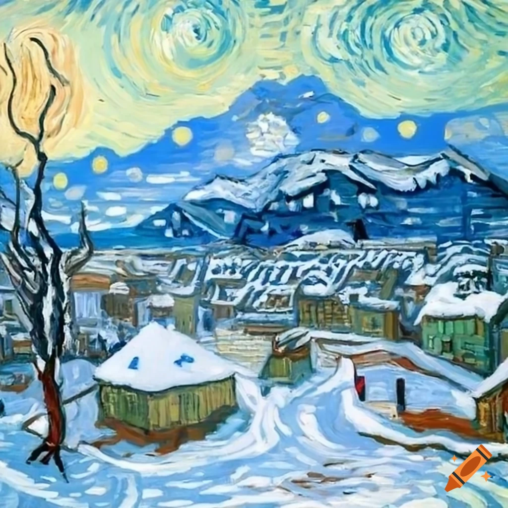 Van Gogh's painting of a snow-covered village