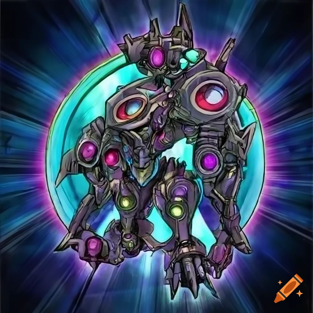 Futuristic mechanical entity artwork in yu-gi-oh style on Craiyon