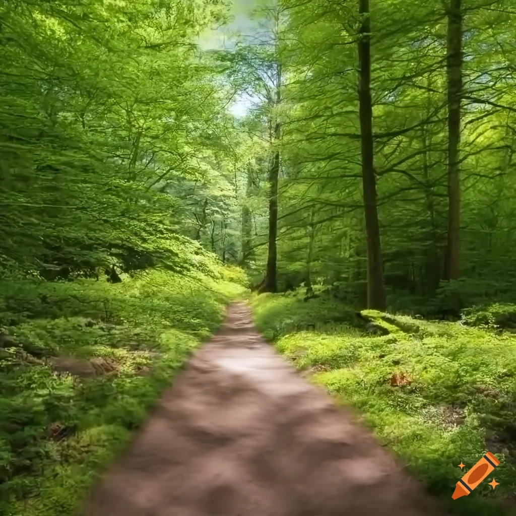 beautiful forest landscape with mountain bike track