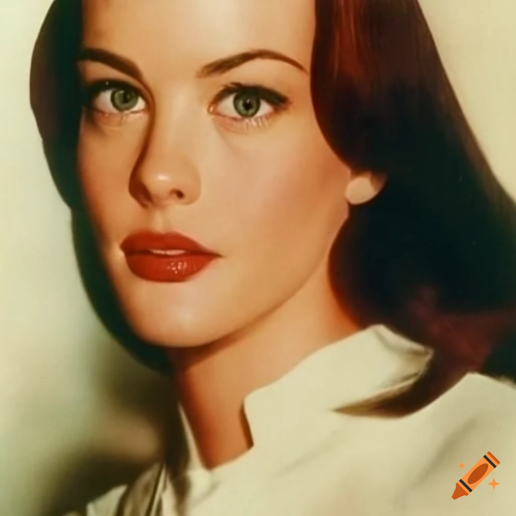 green portrait of Liv Tyler in 1950s style