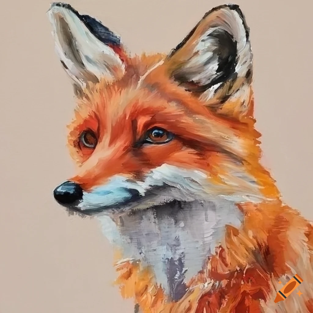 vibrant acrylic painting of a fox in a floral setting