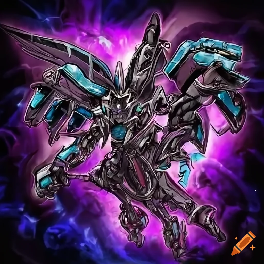 Futuristic mechanical entity artwork in Yu-Gi-Oh style on Craiyon