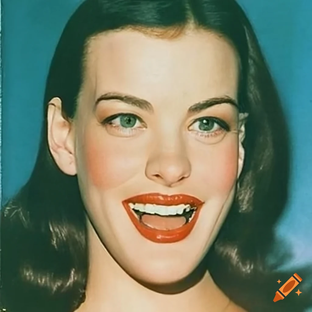 green portrait of Liv Tyler in 1950s style