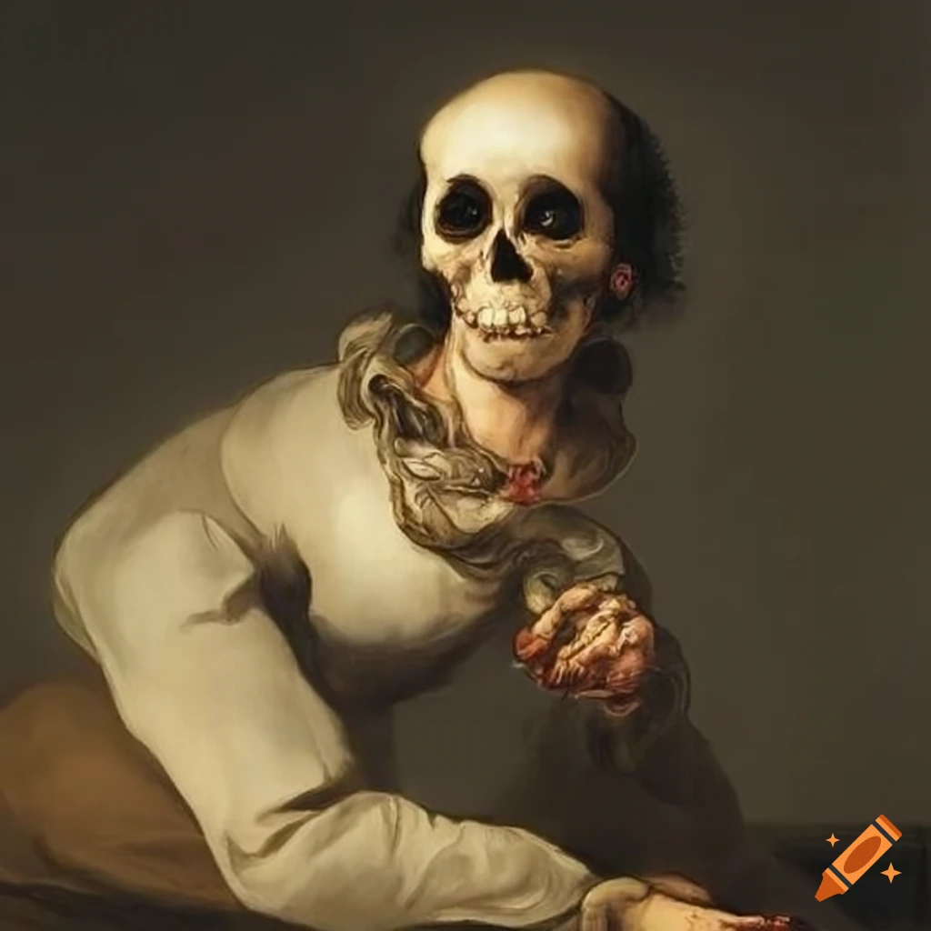 painting in the style of Francisco Goya depicting death