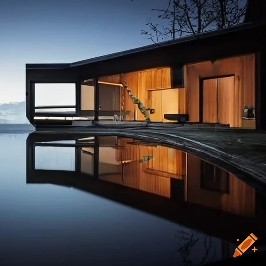 modern house in Switzerland with glass, wood, and stone