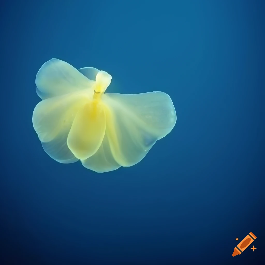 translucent sea creature in dark blue background