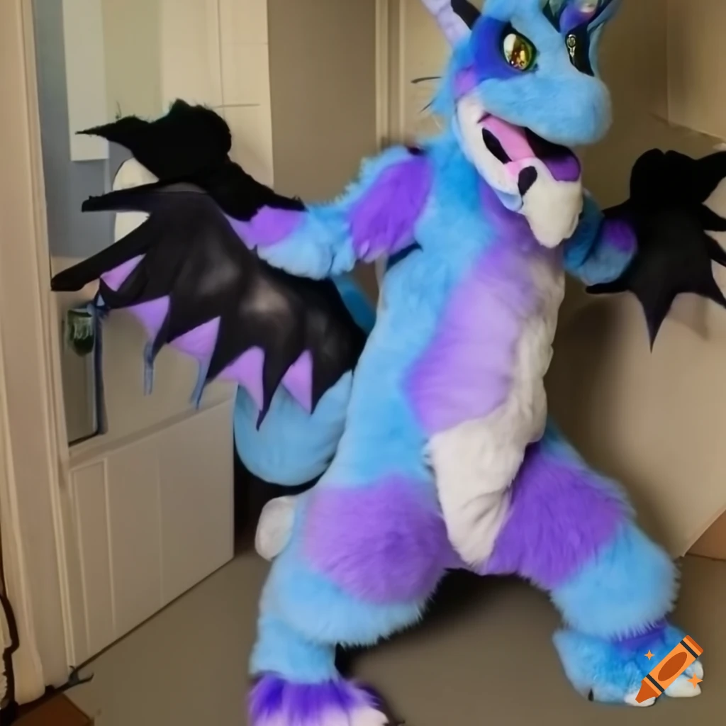 light blue dragon anthropomorphic fursuit