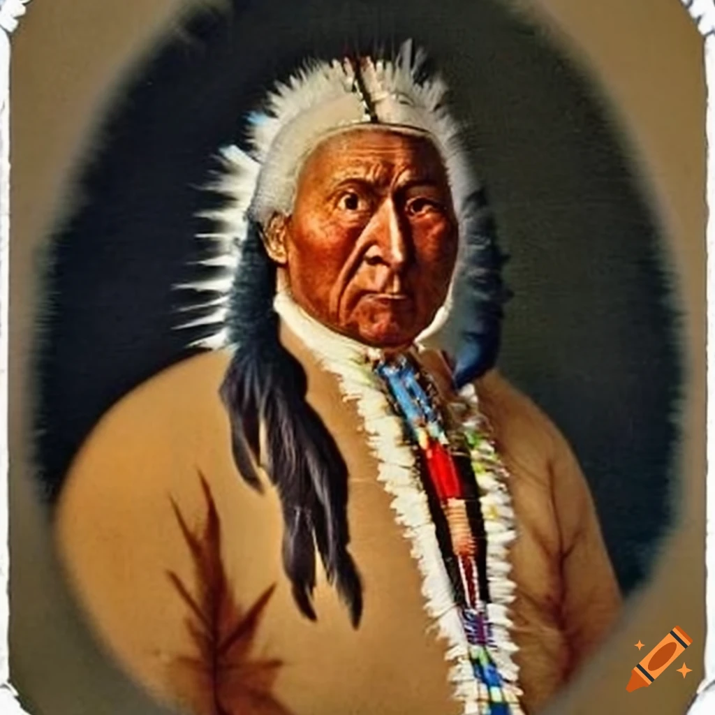 Portrait of Opechancanough, paramount chief of the Powhatan tribe on
