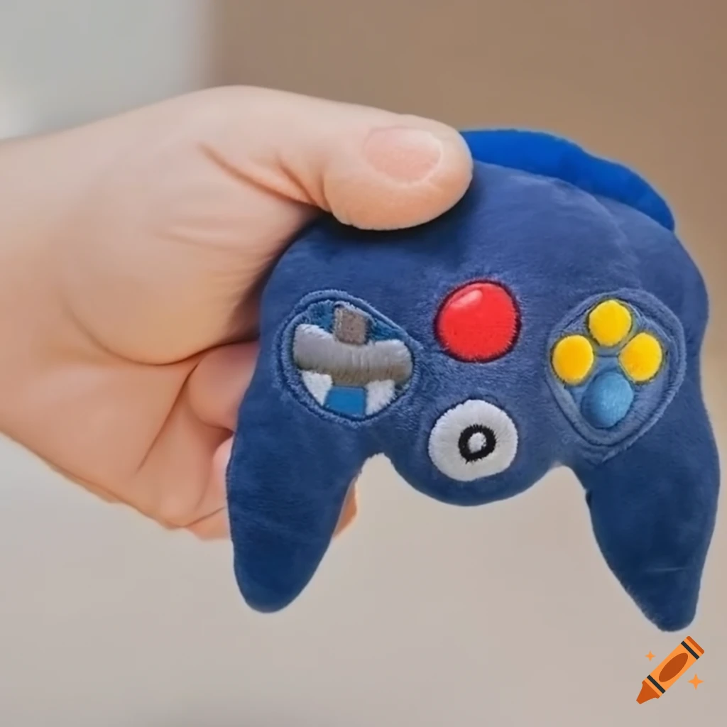 Nintendo 64 plushie on a lounge