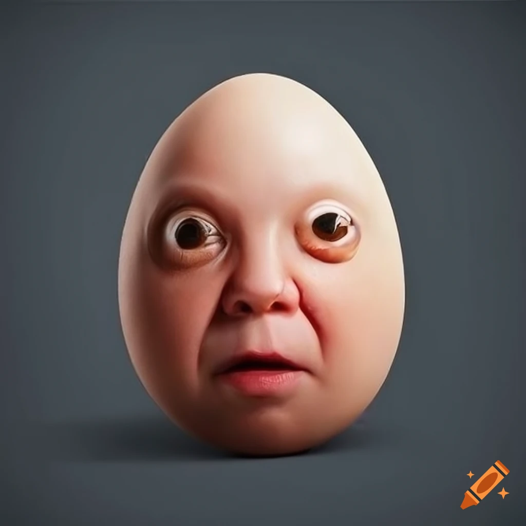 Hyper realistic depiction of an egg face on craiyon