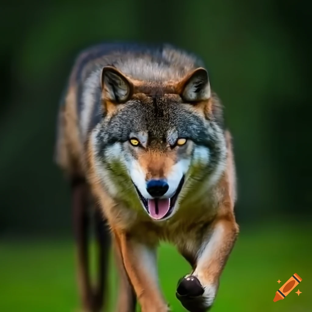 wolf running towards the viewer