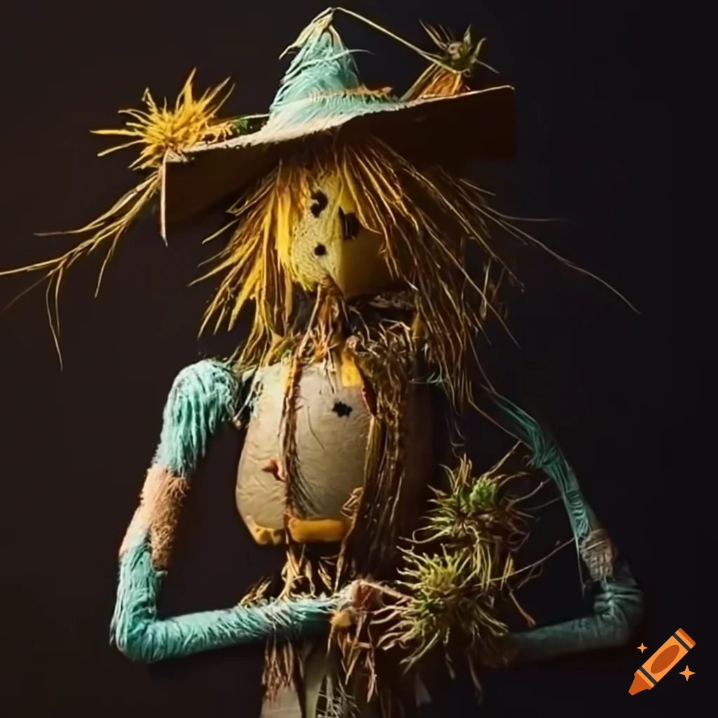 scarecrow made with cannabis plants