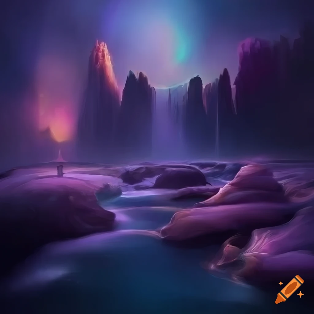 Digital artwork of an ethereal realm on Craiyon