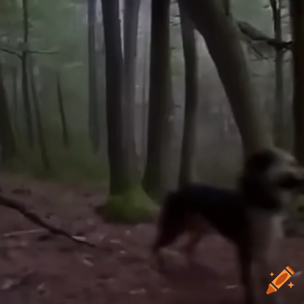 dog captured on trailcam in the forest at night